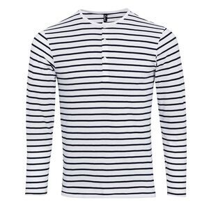 Premier Mens Long John Roll Sleeve Tee / White/Navy